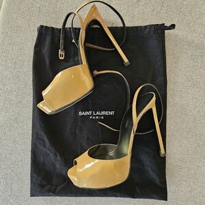 Saint Laurent Beige Peep Toe Heels
